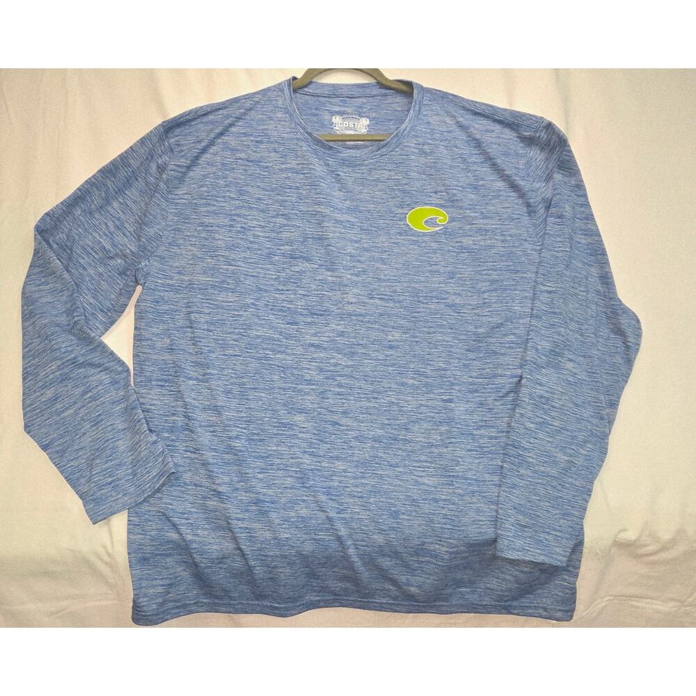 Costa Mens Long Sleeve Performance Shirt Blue Fishing Graphic Logo XXL